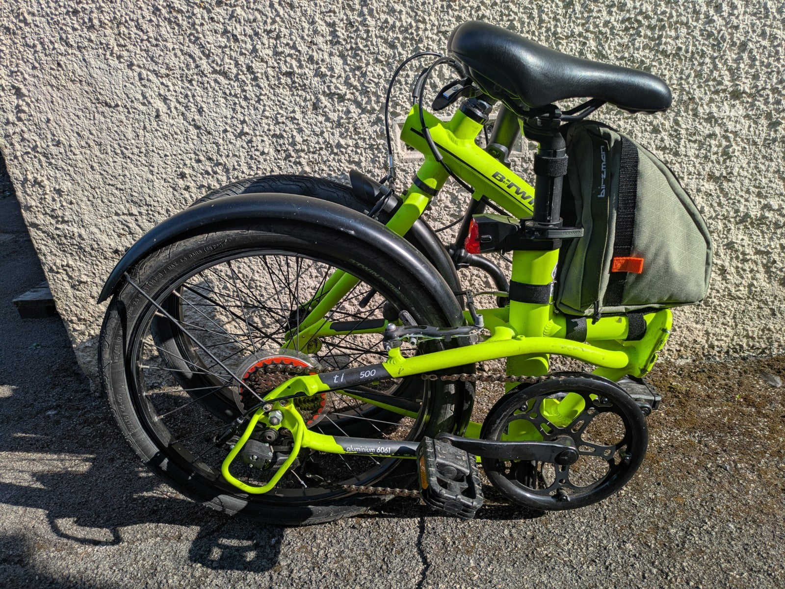 B'TWIN Tilt 500 20in Folding Bike Aluminium 7-Speed Derailleur Green V-Brake