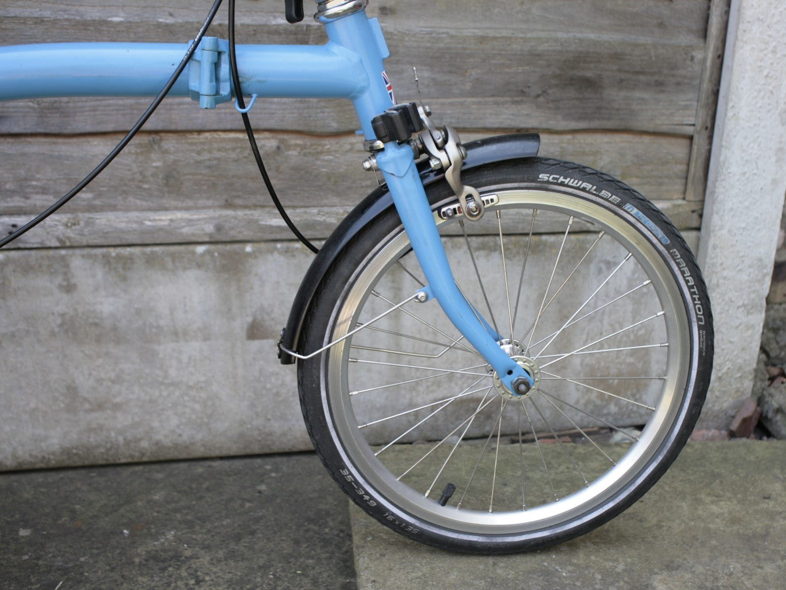 Brompton Blue / black, Union jack 1/ 2 speed folding bicycle, new parts restored