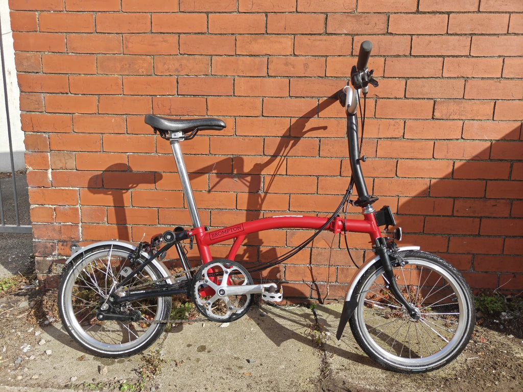 Brompton C Line folding bicycle 2022 Serial 2203020006 Red + Bags + Accessories