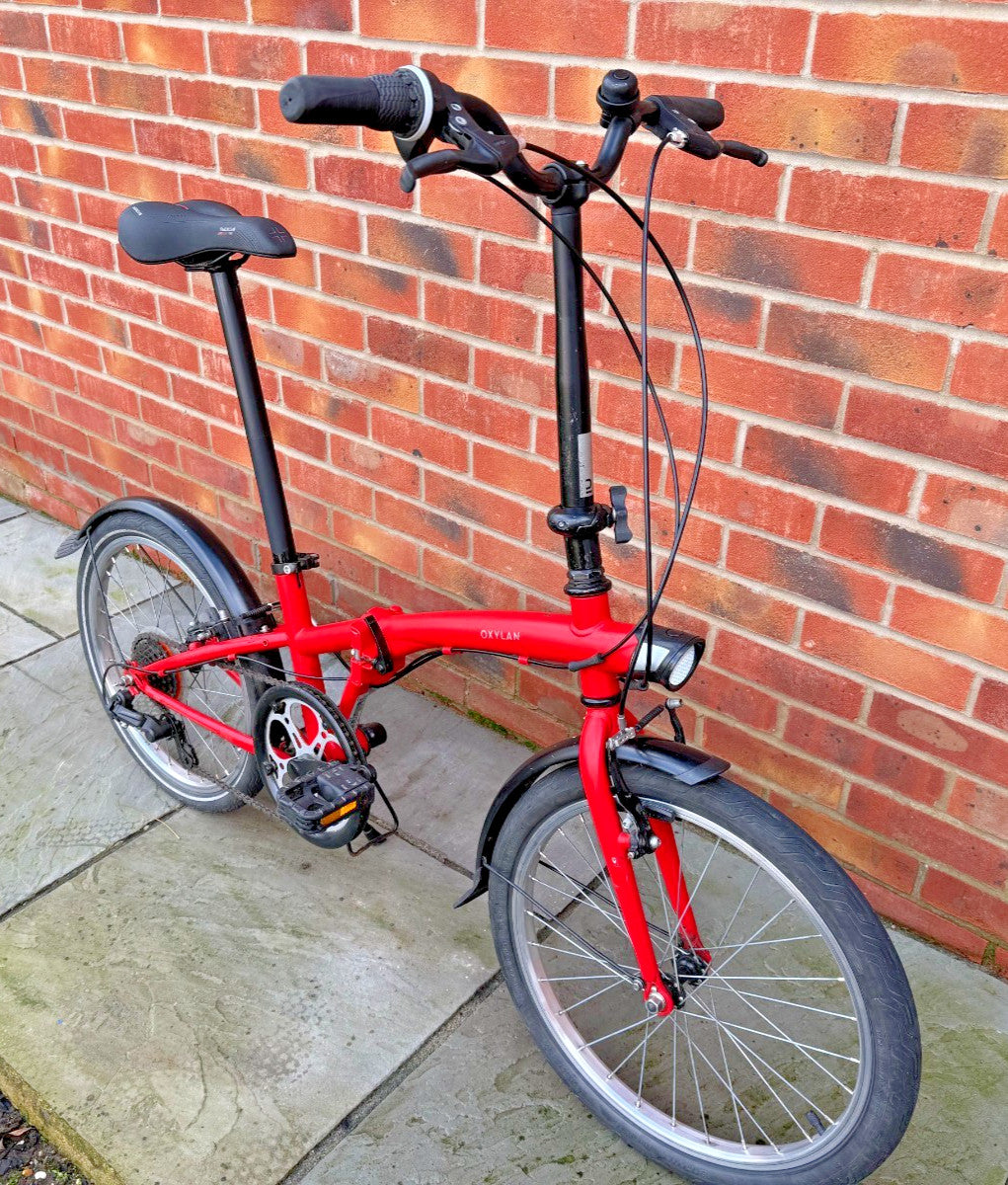 Unisex Adults Men's Women's Decathlon Oxylane Red Folding Bike