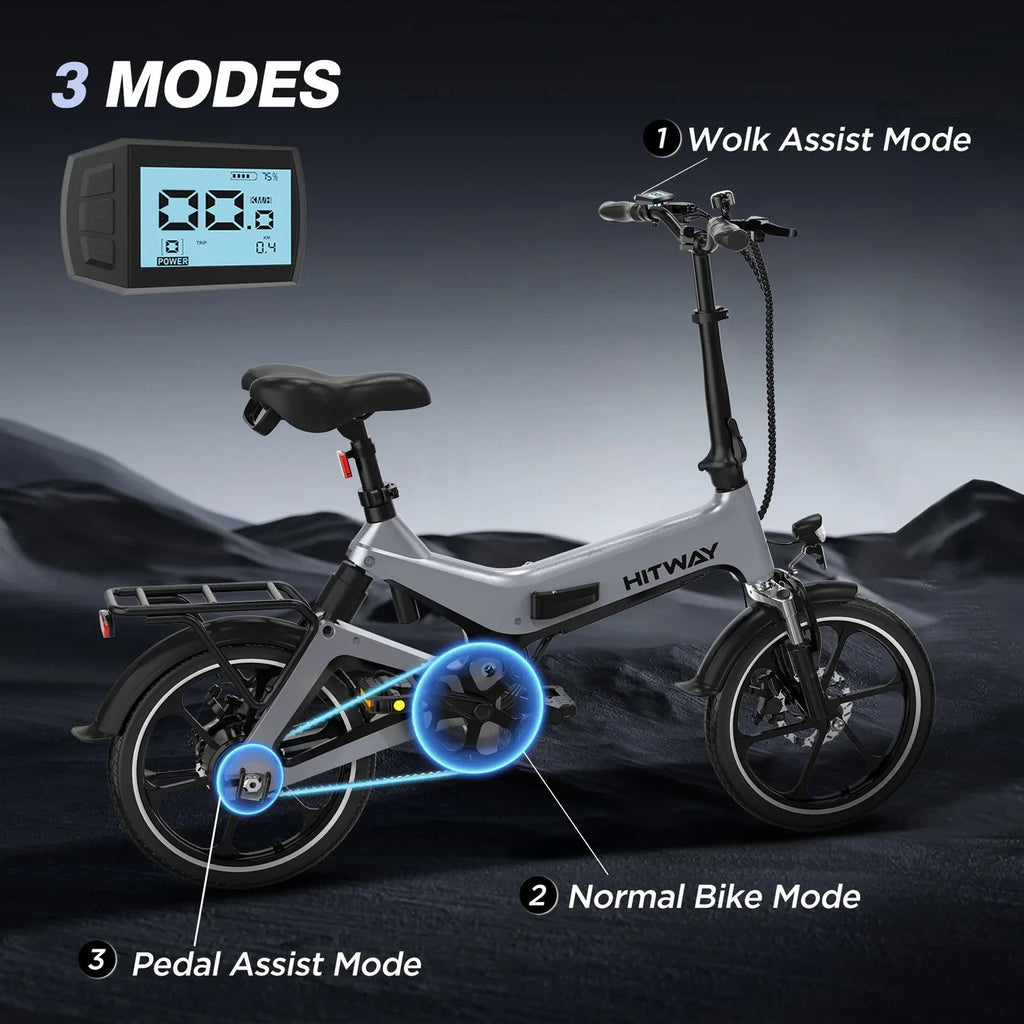 HITWAY BK2  Folding Bike, 16-inch Wheels, Black