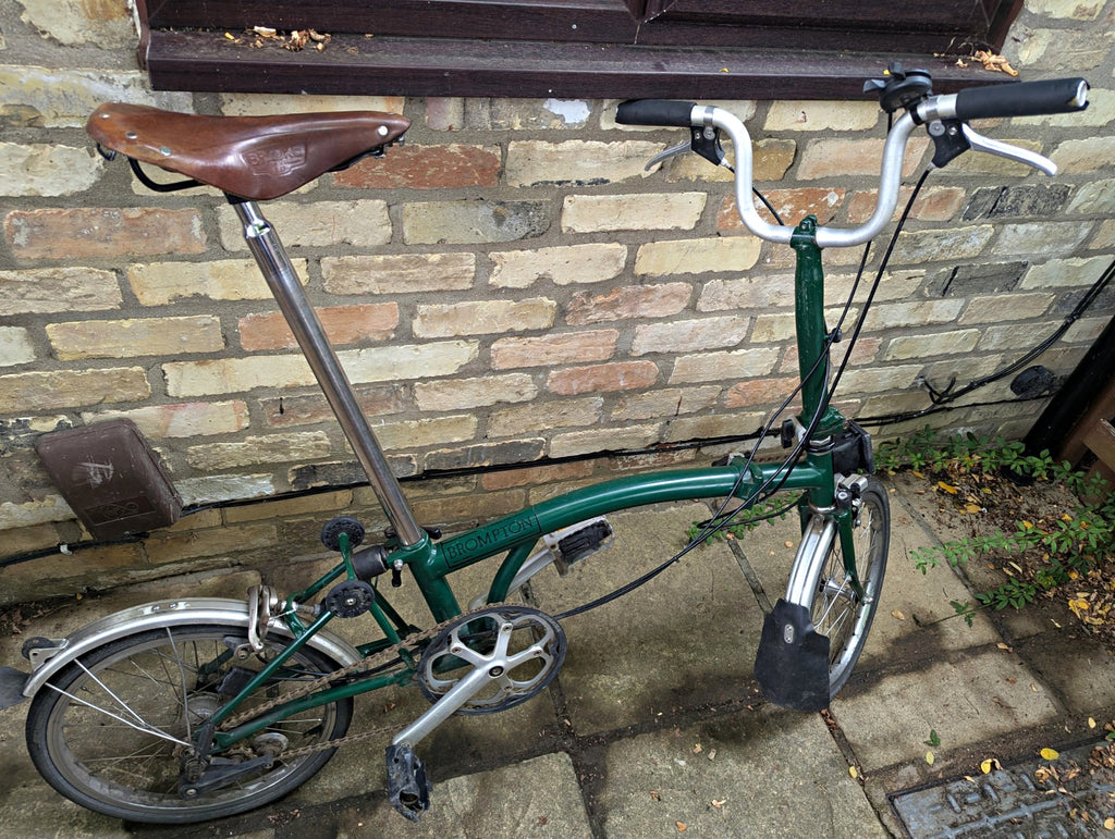 Brompton Folding Bike 16in Wheels Green 3Speed Derailleur Gears