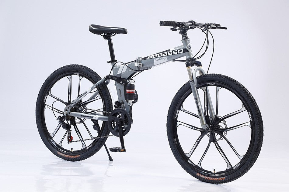 24 Inch Silver Foldable Bike, 24 Speed, 10 Knives Rim, Front suspension 334-336
