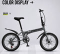 Forever Fold 20in Folding Bike 7-Speed Lightweight City Commuter Bicycle - grey