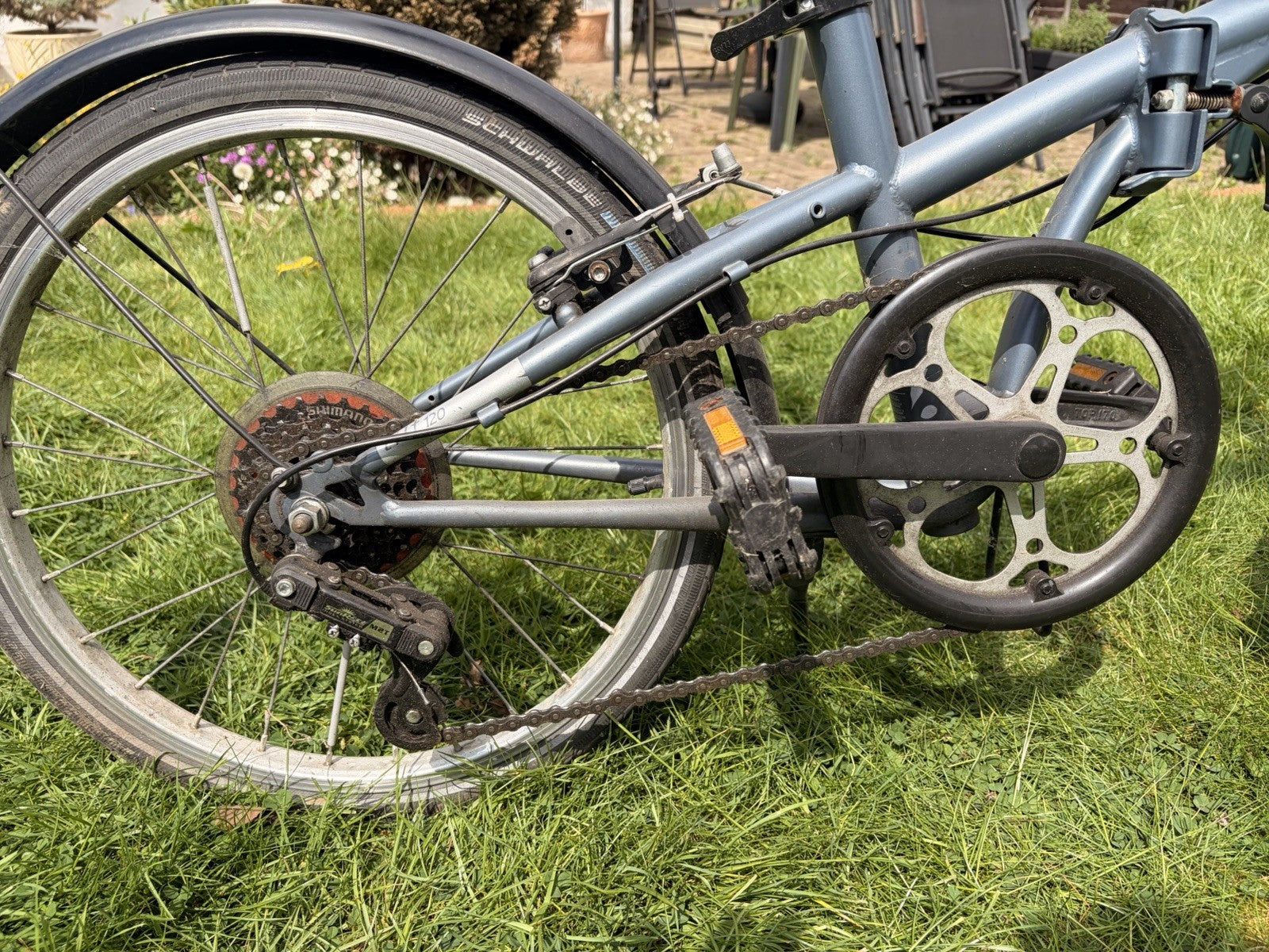 B'Twin Folding Bike Dark Blue Decathlon 20" Wheels Used