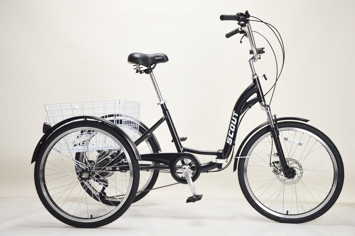 Scout Adult Folding Tricycle 24" Wheels 6 Speed Shimano Gears Disc Brakes