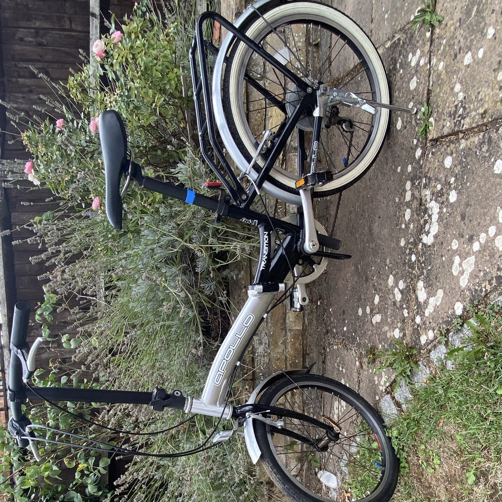 Apollo Transition 20 in Folding Bike with Rear Rack, Silver/Black