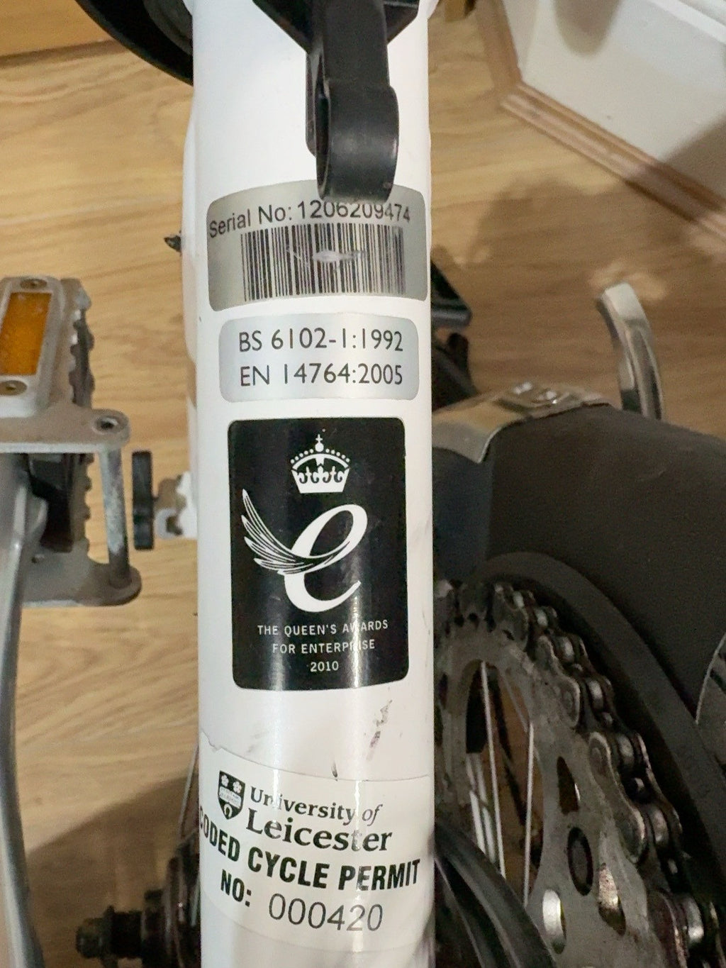 Brompton Folding Bike 3 Speed White 2012 Made in England