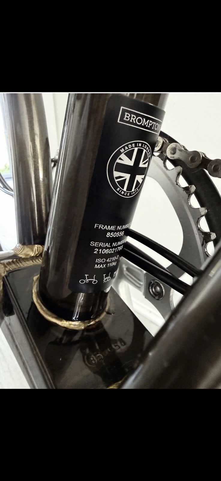 Brompton Folding Bike 16 in black lacquer with Mudguards & Reflectors