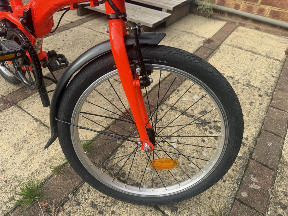 B'TWIN 500 20in Folding Bike 7-Speed Grip Shift Aluminium V-Brakes Red