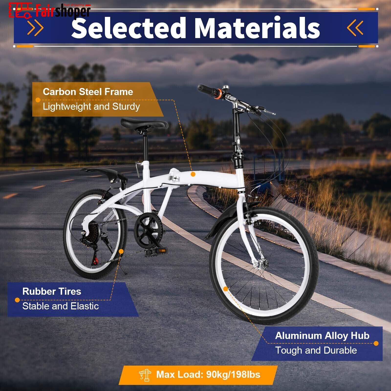 20" Folding Bike Adults Bicycle Lightweight Alloy Bicycle Folding City Bike UK