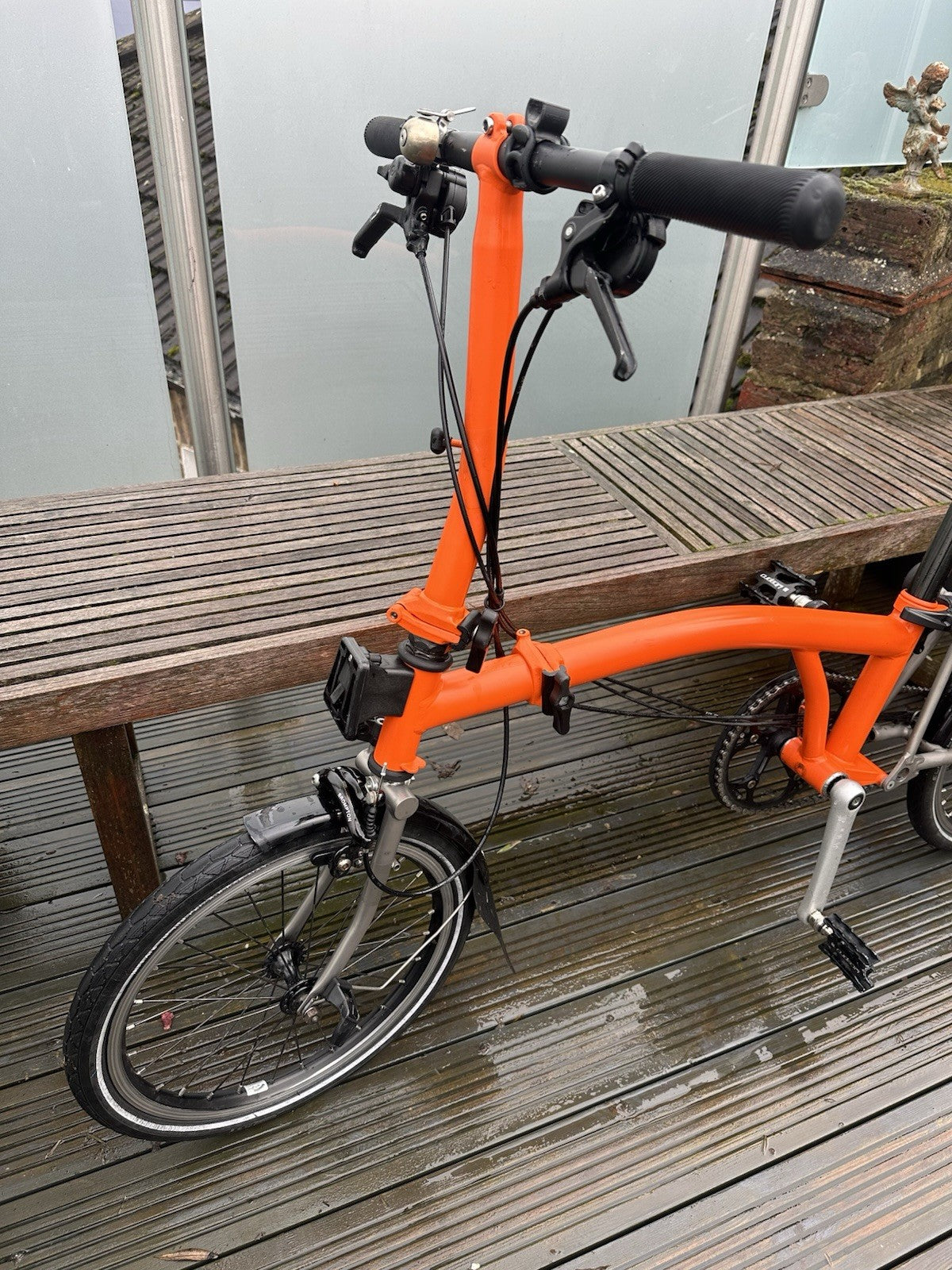 Brompton S6L Titanium Superlight model in blue folding commuter bike