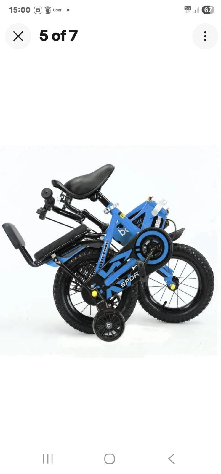 12-inch Toddler Bike Unisex Children's Cycling Bicycle Foldable Training Wheels