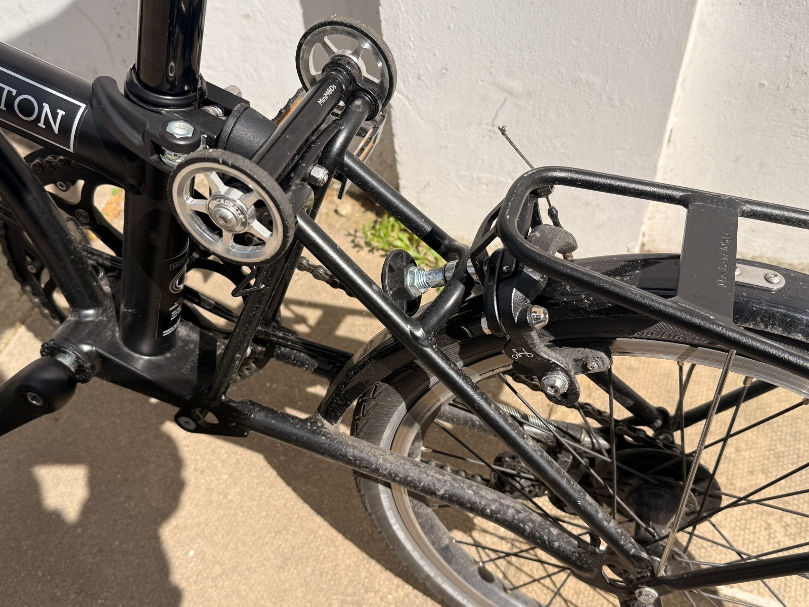Brompton C line 2-Speed Folding Bike Black + EZ Wheels Upgrades, Very Good