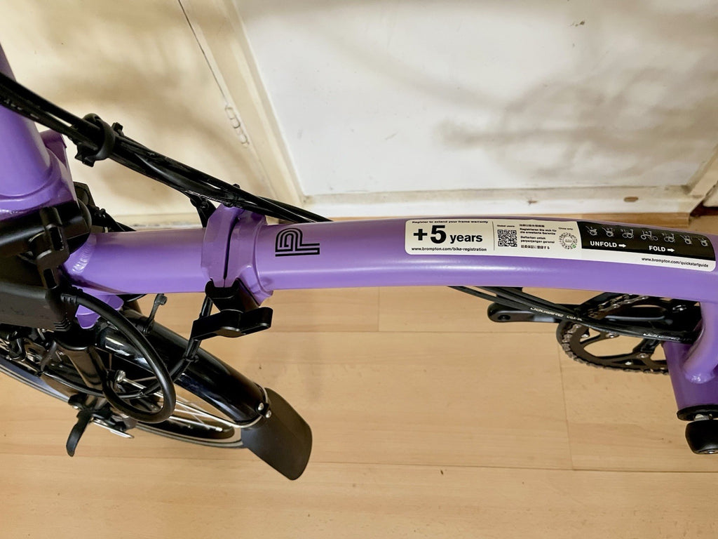 Brompton M4L Electric P-Line 4-Speed Mid-Folding Bike Pop Lilac