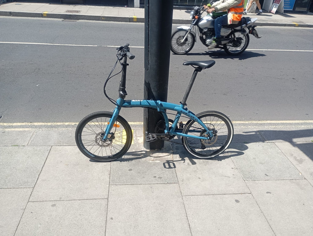 Carrera Intercity Disc 9 Speed Folding Bicycle Matte Blue Adult Fold Up Bike