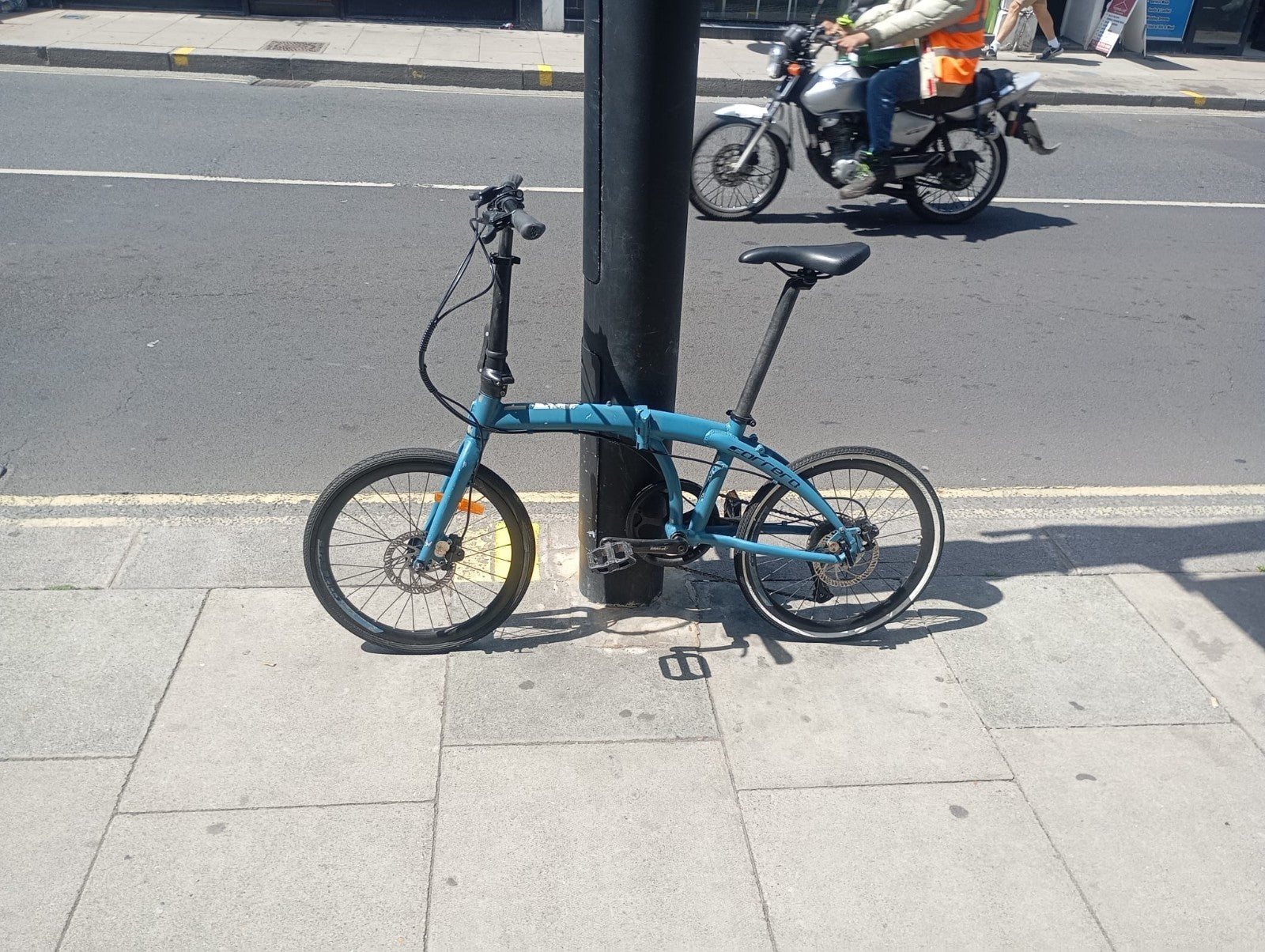 Carrera Intercity Disc 9 Speed Folding Bicycle Matte Blue Adult Fold Up Bike