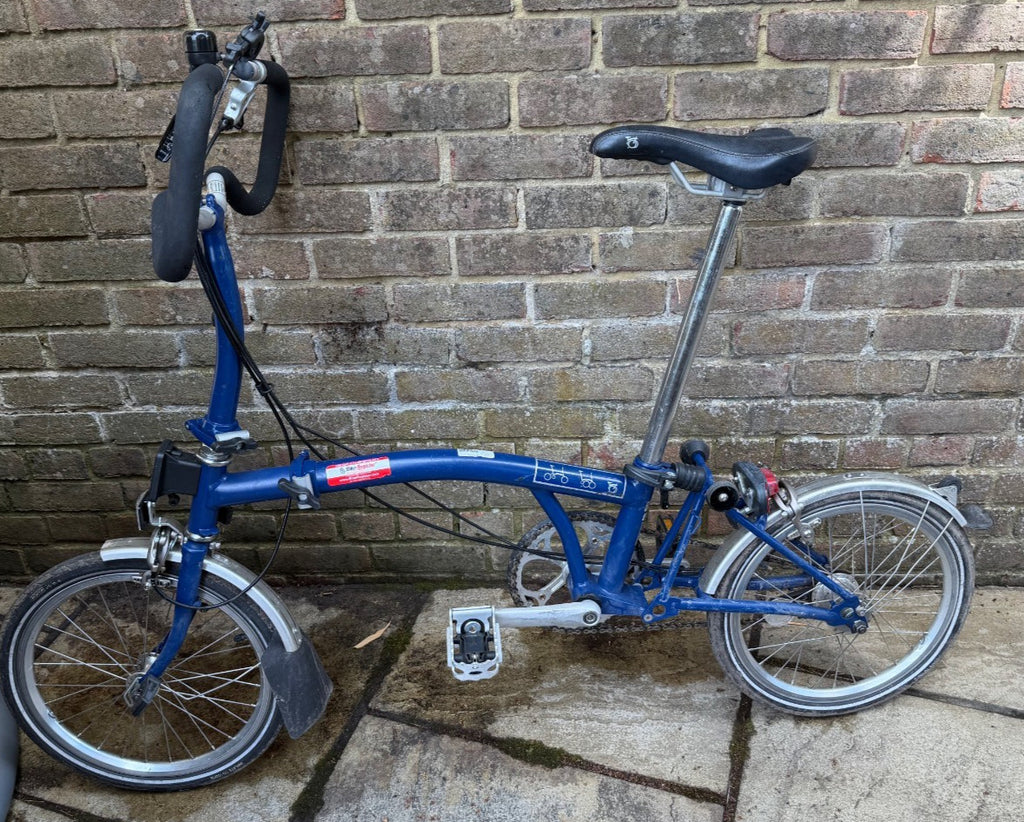 Brompton P3L blue folding bike 3 speed in good working order