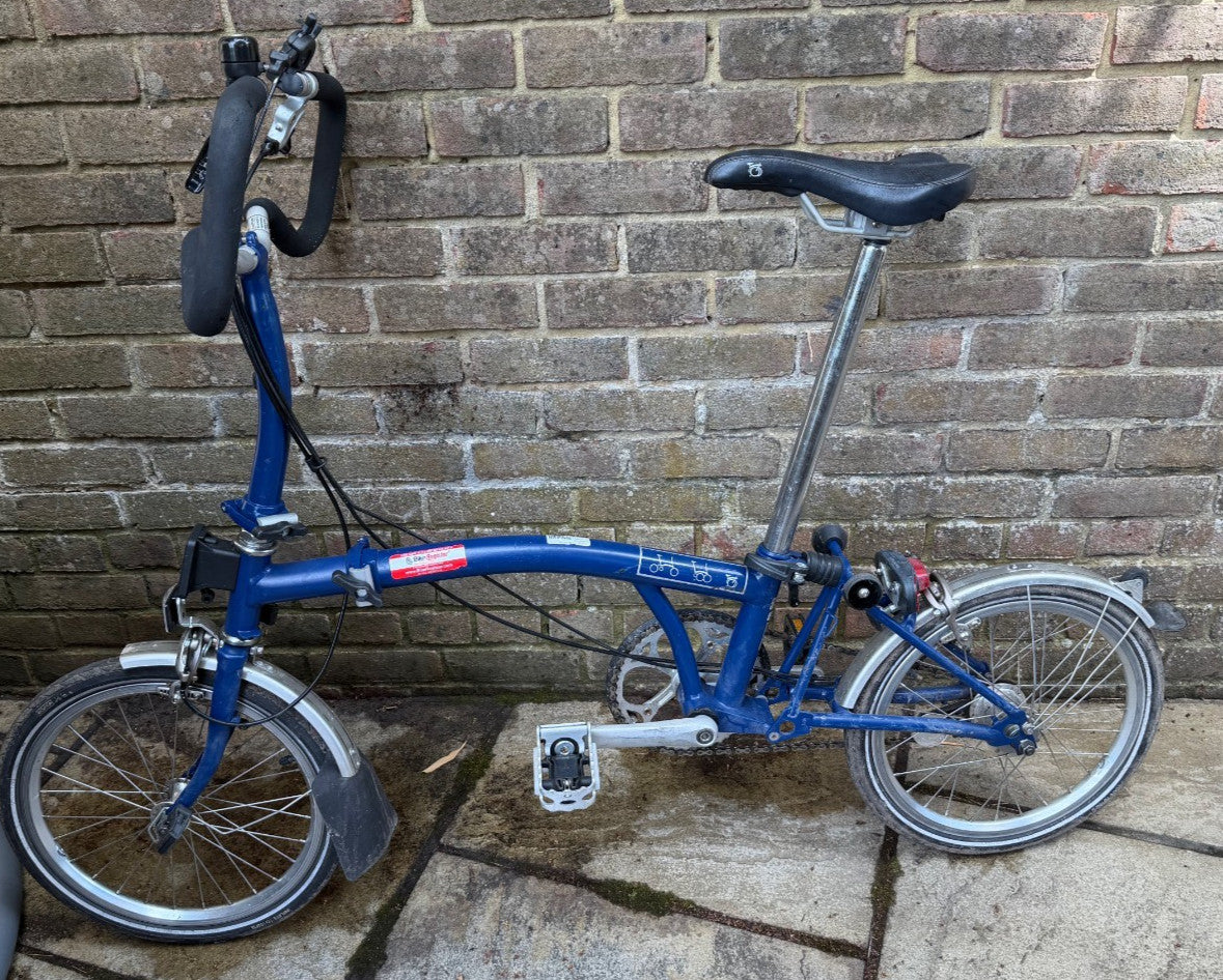 Brompton P3L blue folding bike 3 speed in good working order