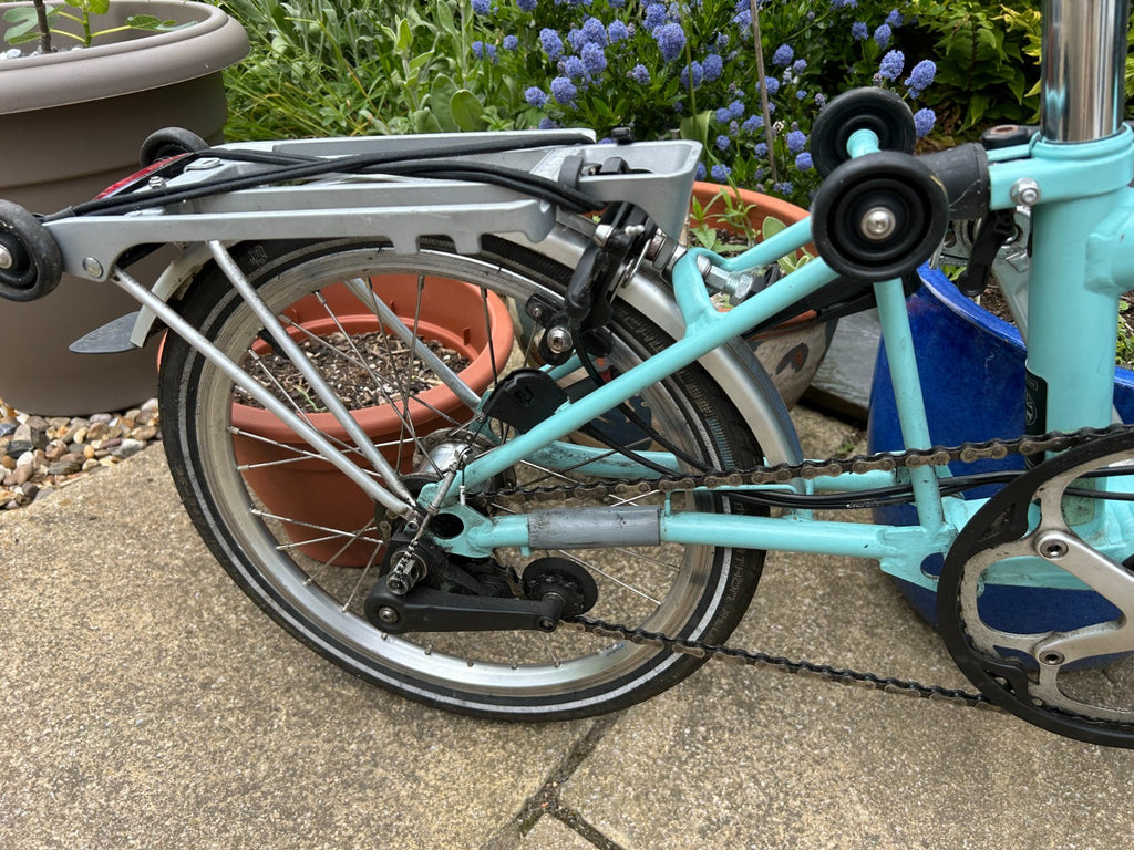 Brompton B75 16" Folding Bike - Blue with C bag and luggage rack