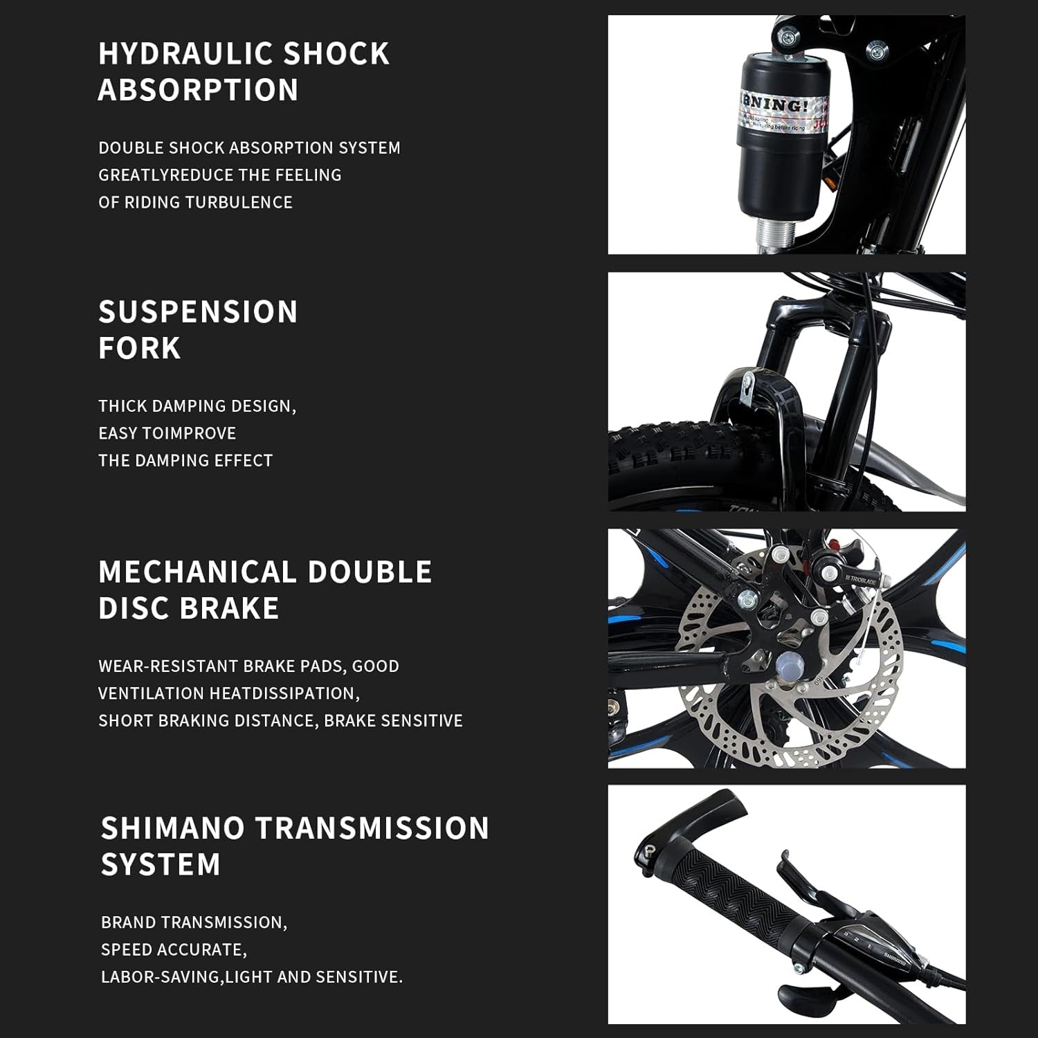 Trioblade 21-Speed 10 Spoke Wheels Foldable Mountain Bike 16" Frame Black (Dent)