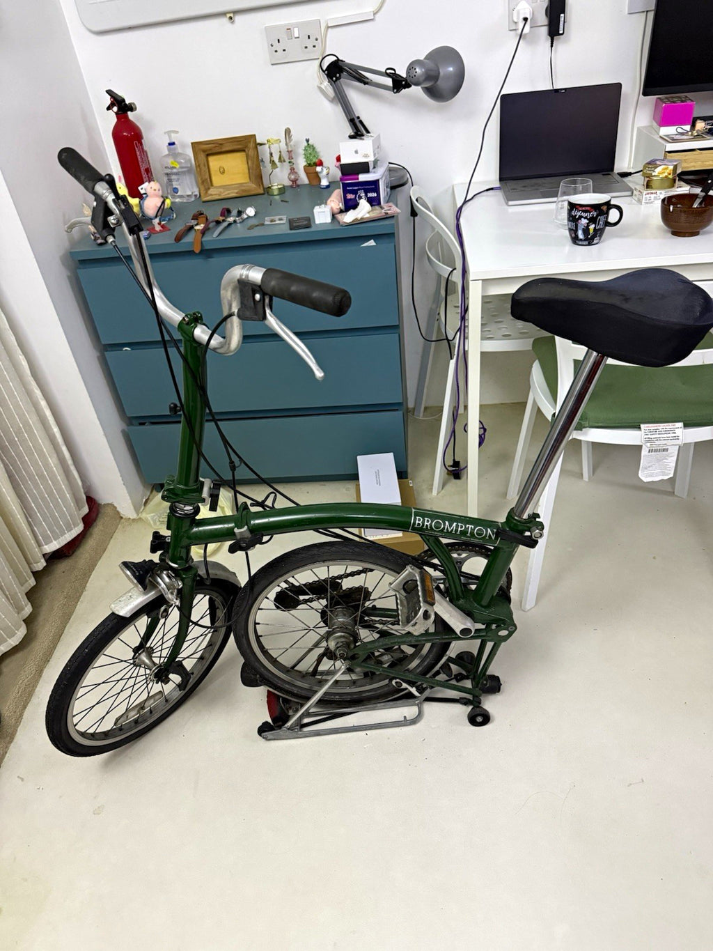 Brompton M3R Folding Bike Green, Mudguards & Rear Rack, Side Pull Caliper