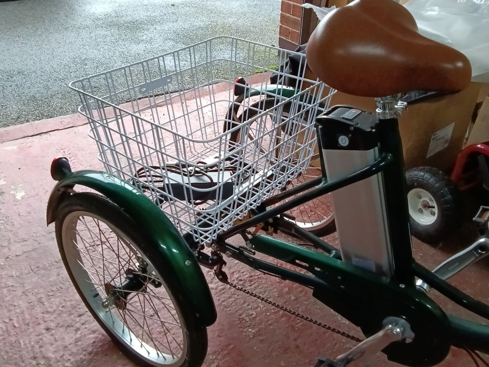 Yorvik Folding Tricycle Bike finished  Metallic Green paint.