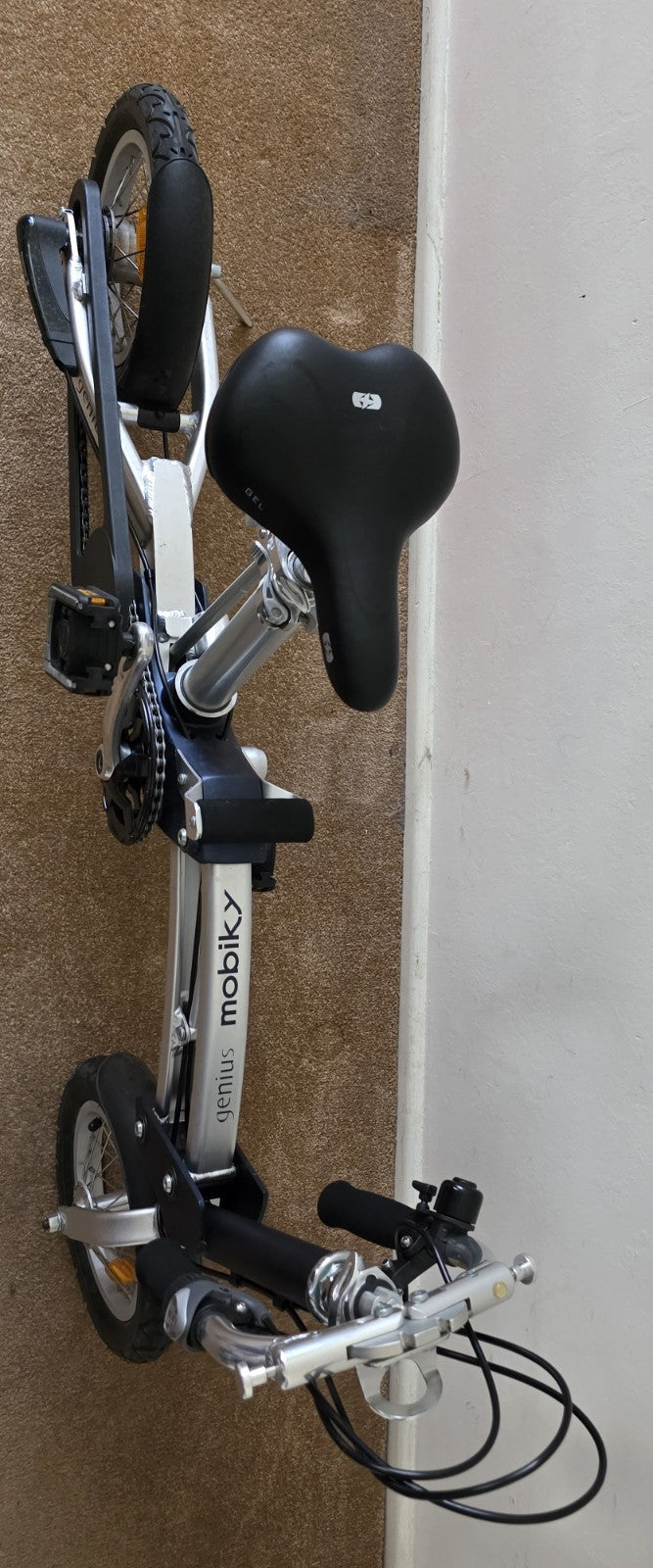 Mobiky Genius Folding Bike 16in Aluminium 1-Speed Mechanical Disc, Silver/Black