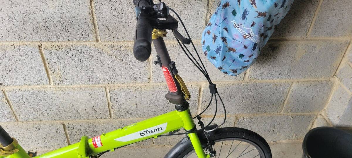 B’TWIN Hoptown 20in Folding Bike Green, Mudguards, Rear Rack, Bell