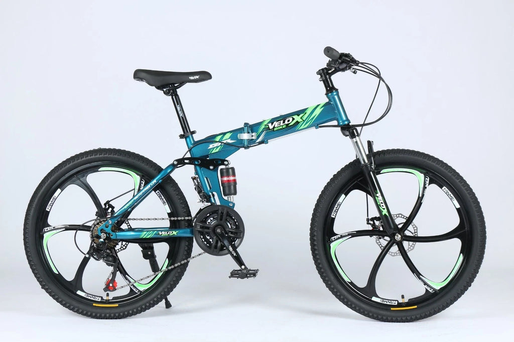 24"/26" Folding Mountain Bike – Full Suspension, Disc Brakes, Lightweight Frame