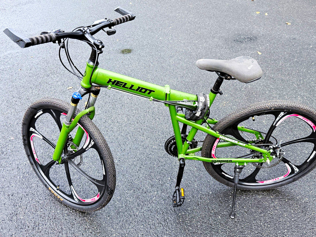 Hummer Hellion 26in Folding Mountain Bike Green/Black/Red Front Suspension