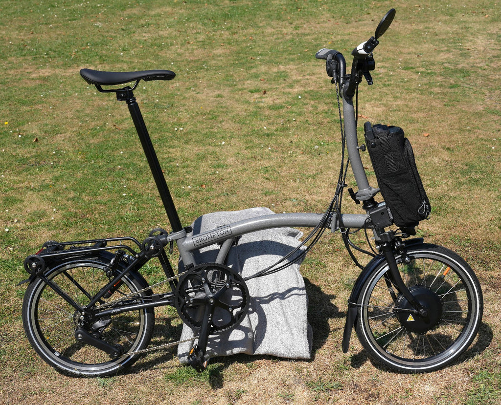 BROMPTON ELECTRIC P LINE 4 SPEED FOLDING BIKE IN GREY SPARKLE