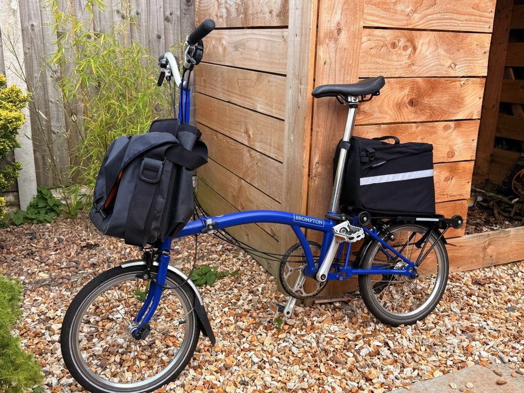 Brompton C Line 16in Blue Folding Bike, Mudguards, Rear Rack, Reflectors