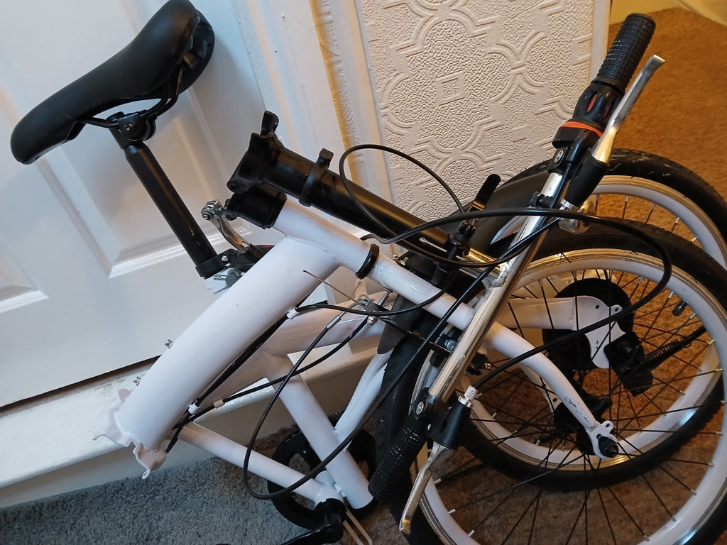 White Folding Bike Foldable City Bike for Adult 20" Commute Bicycle 6 Speed Gear