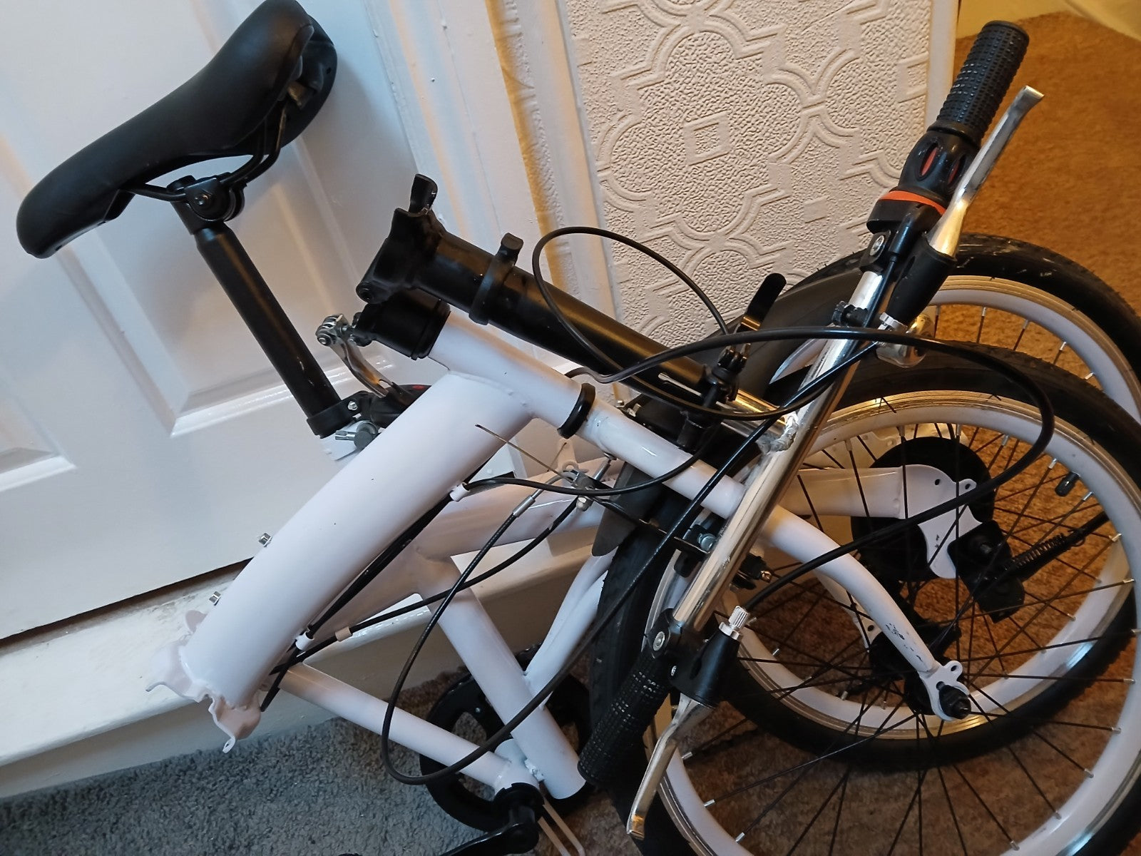 White Folding Bike Foldable City Bike for Adult 20" Commute Bicycle 6 Speed Gear