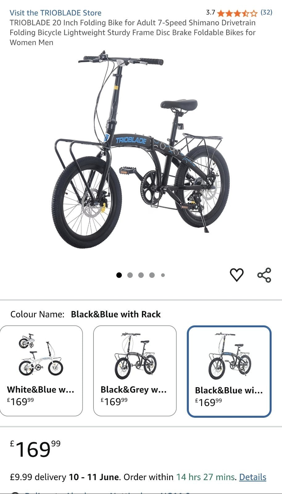 20-inch Folding Bicycle for Adults 7-Speed Variable Foldable