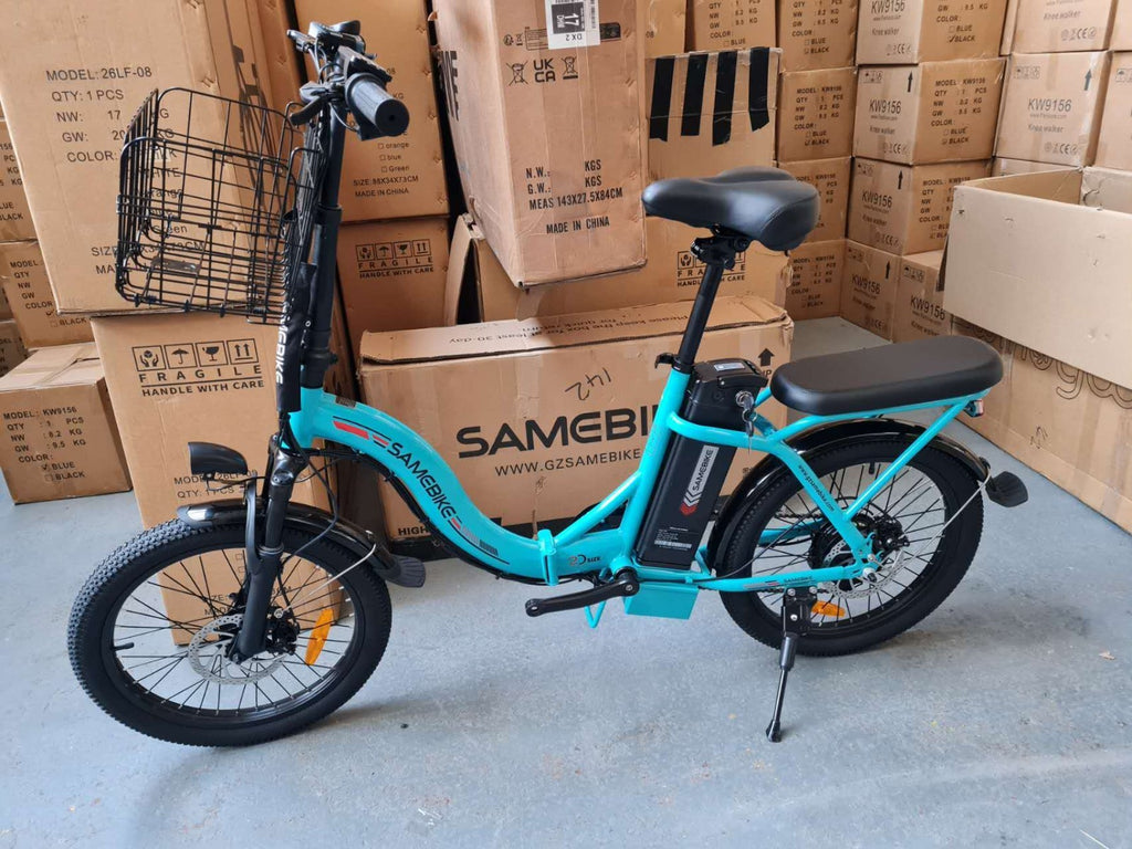 20" Portable Commuter Bike 36V 12AH Folding City Bike 7 Speed -CY20R Light Blue