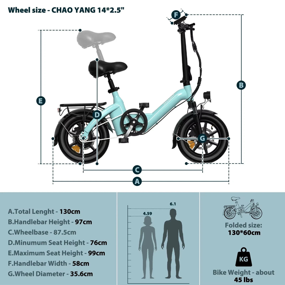 14"All-Terrain Folding commuter bike,21kg,36V 10Ah,25KM/H,Full Disc,No Rack-T16B