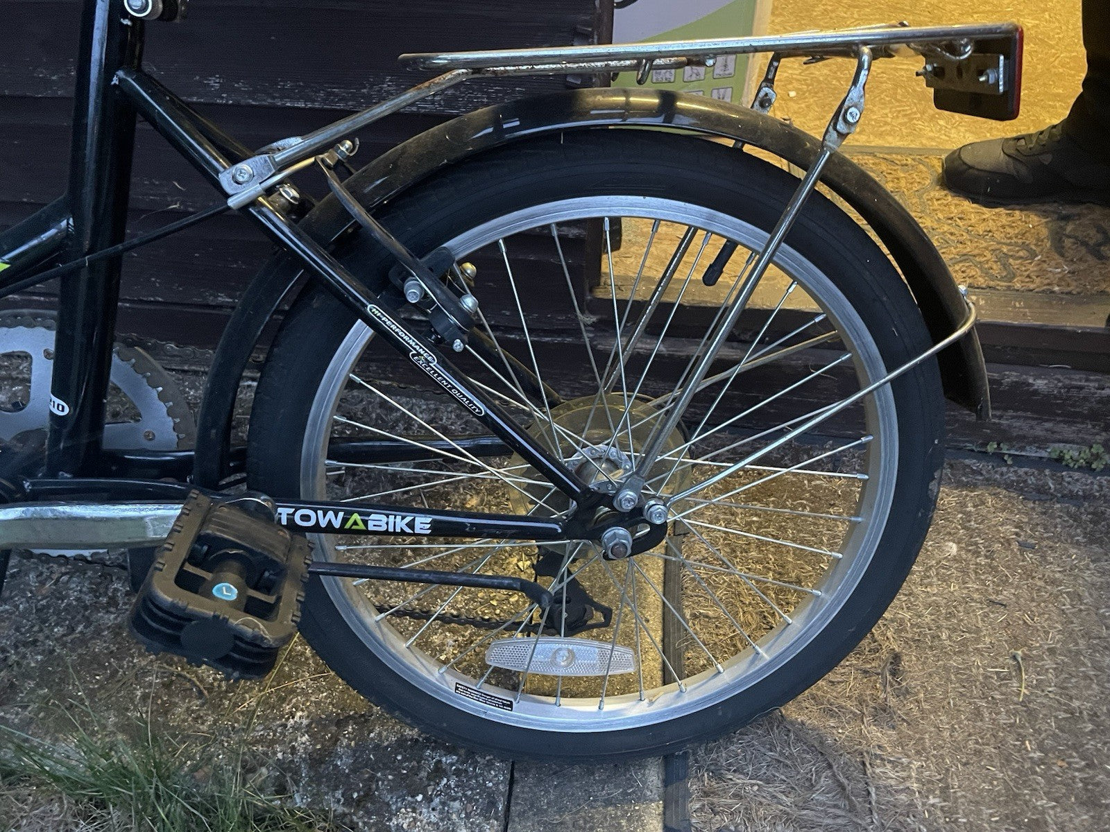Stowabike Cityk 20in Folding Bike Black/Green with Rear Rack