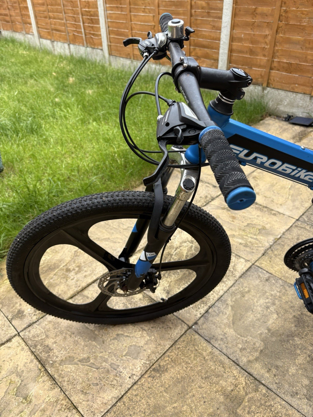 Eurobike G4 Folding Mountain Bike 26in 17in Full Suspension 21sp Disc Blue/Black
