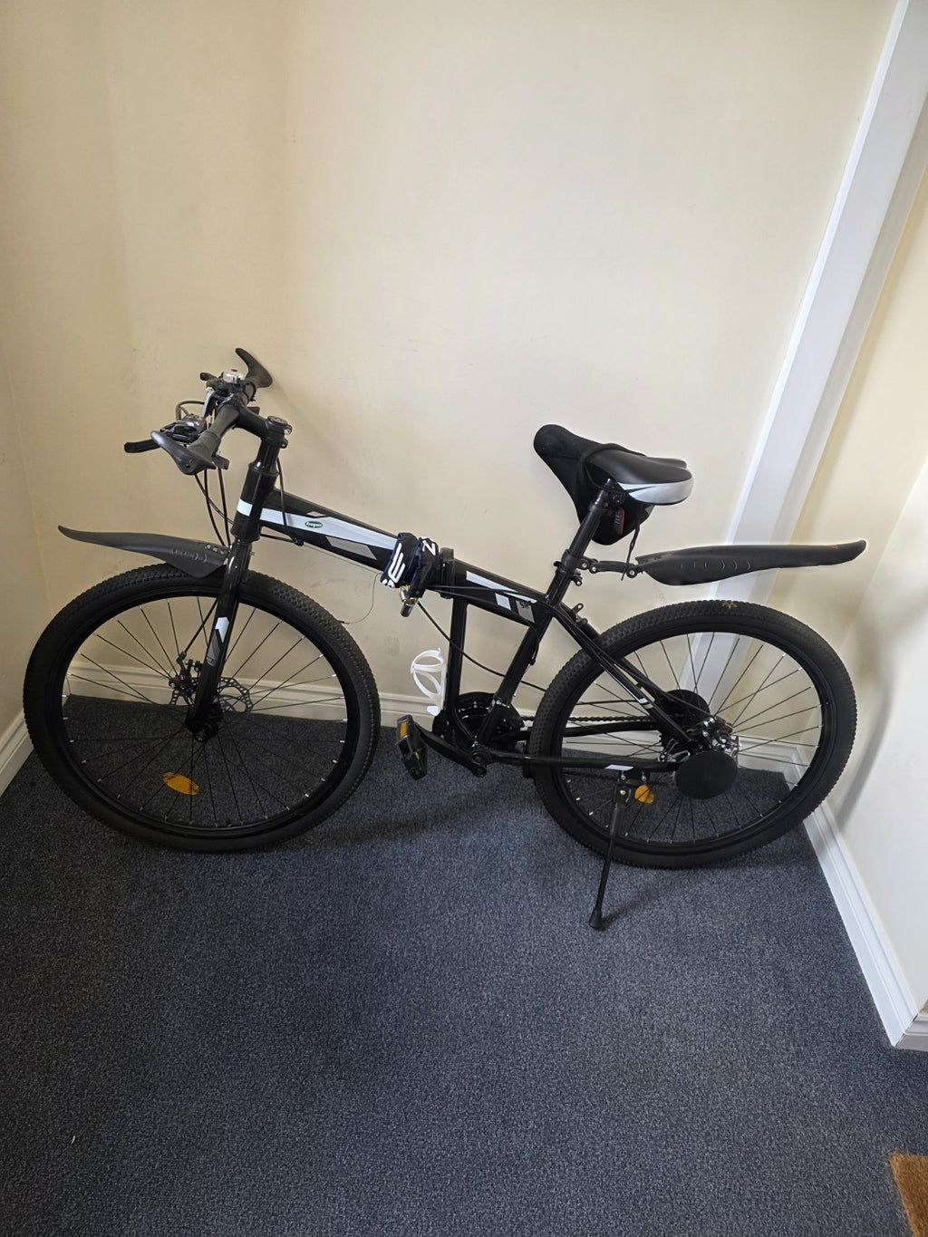 Folding Bike Black And White Colour.