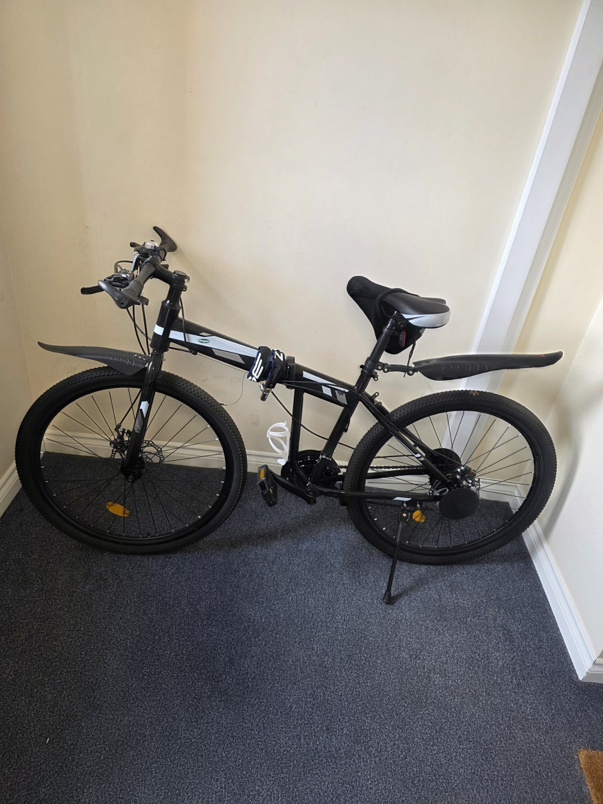 Folding Bike Black And White Colour.