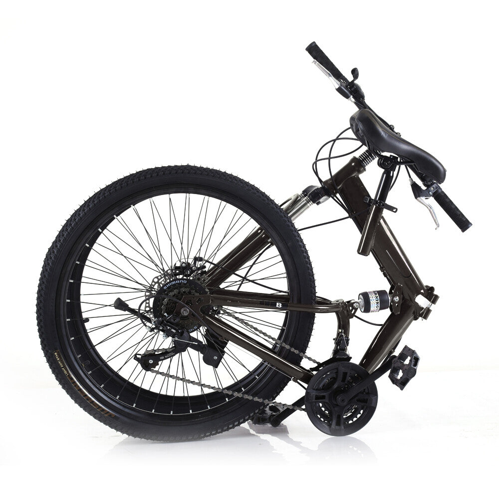 21-Speed Folding Mountain Bike Foldable Bicycle 26" Portable Adult Mountain Bike