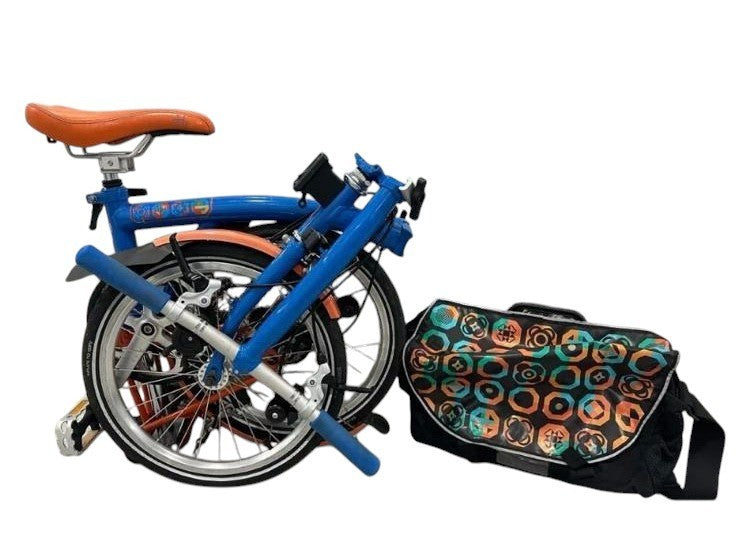 Brompton Barcelona Edition S6L (6 Speed) folding bicycle - Gloss Blue & Orange
