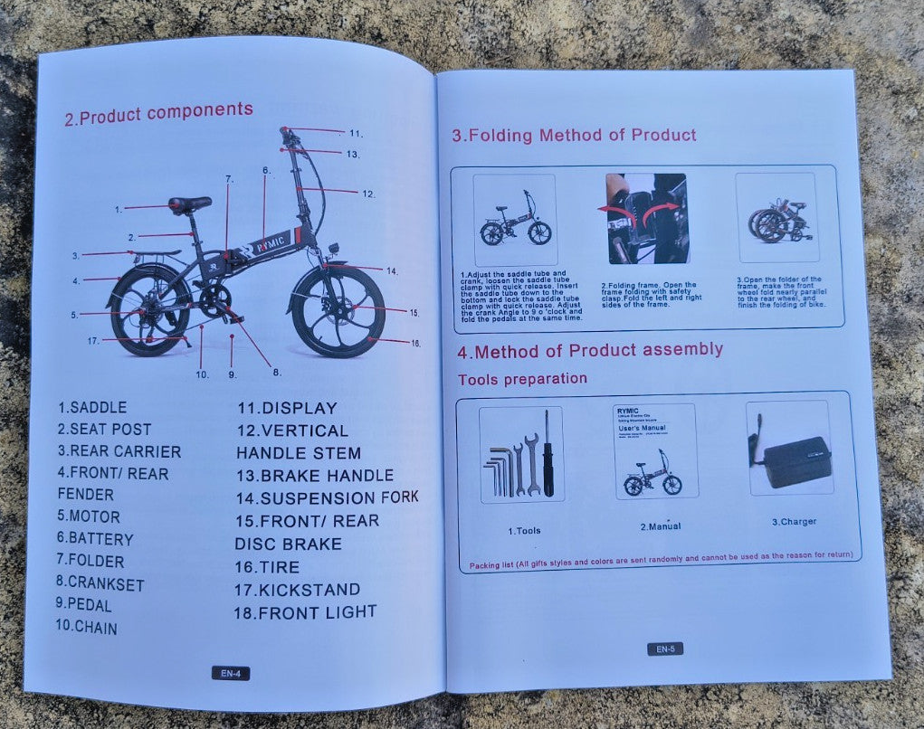 Rymic 20LVXD30 20inch Folding City Bike, front suspension, lights, pannier rack