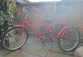 Brand NEW NEVER RIDDEN Adult RED Folding Tricycle. Basket & 7 Derailleur Gears.