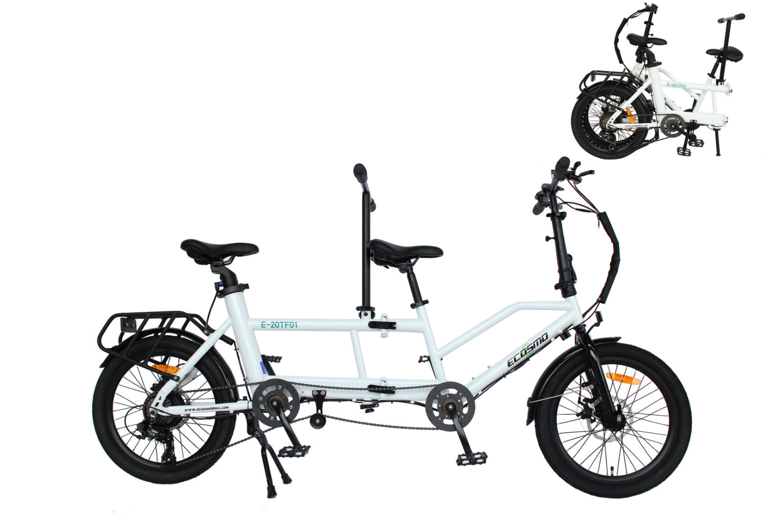 20" Folding Tandem bike bicycle, DISC,250W Rear Torque,36V 10AH-E20TF01WR