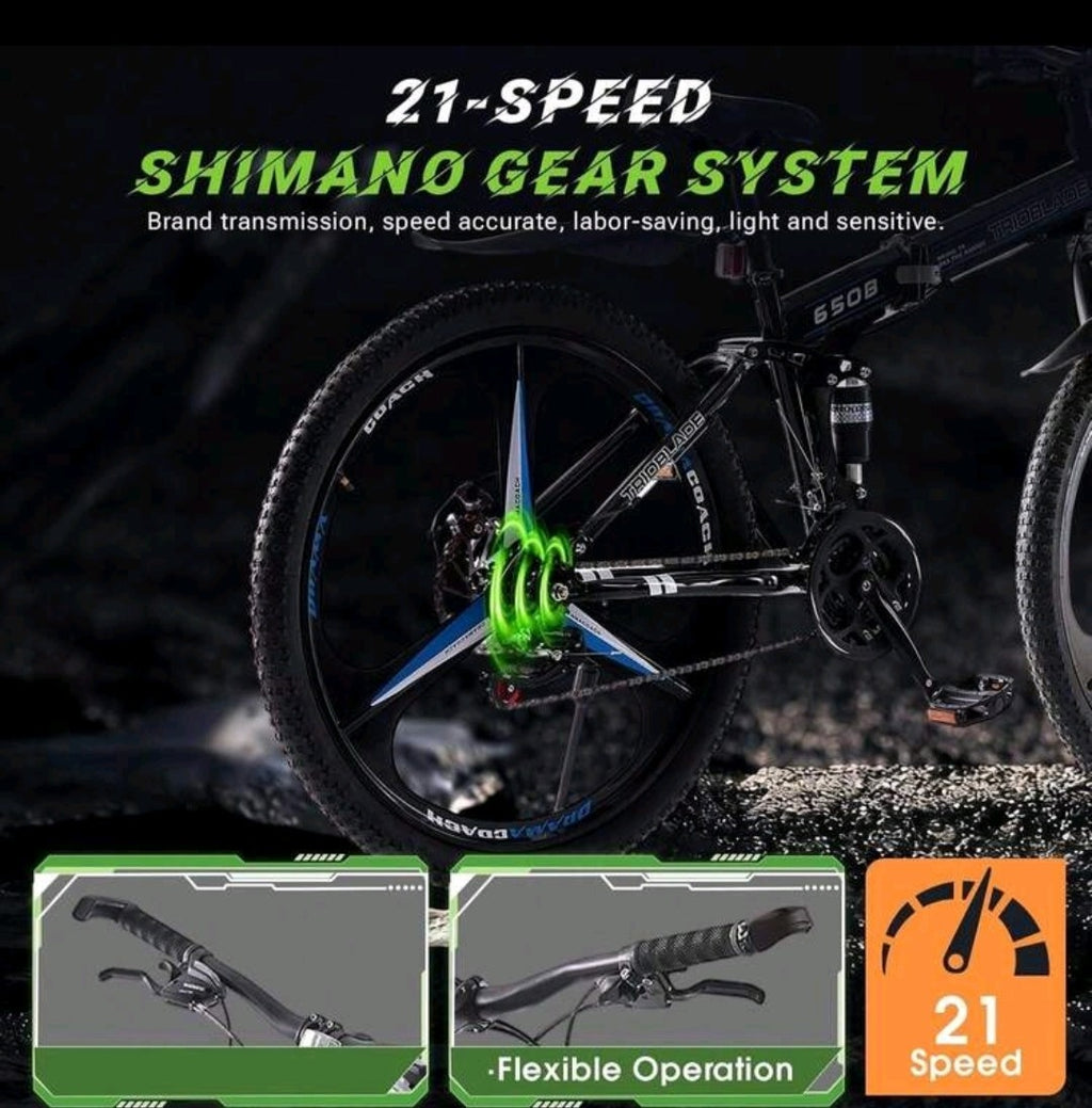 24"-27.5"Folding Mountain Bike 21Speed Full Suspension Bicycle For Men WomenGift
