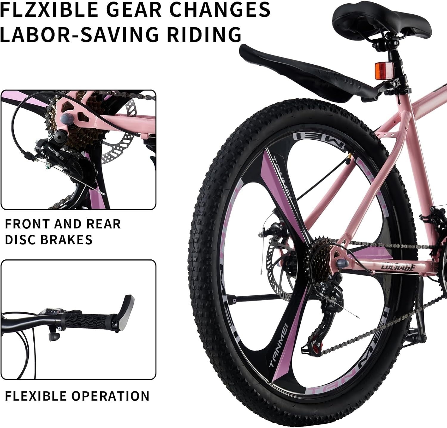 26" Foldable Mountain Bike 21-Speed Disc Brake MTB Dual Suspension Adult