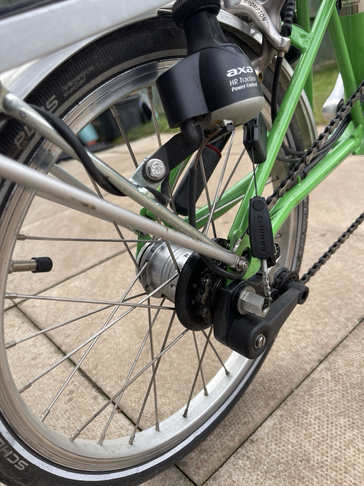 Brompton Folding Bike M6R 6 Speed Green 2008 M Type Rack Mudguards Lights